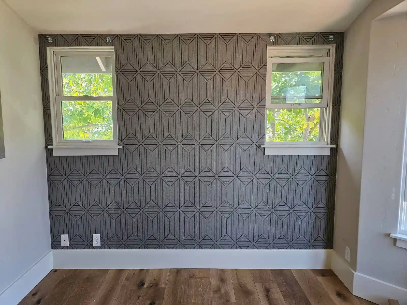 Finished gray feature wall in a Bloomington bedroom near Normandale