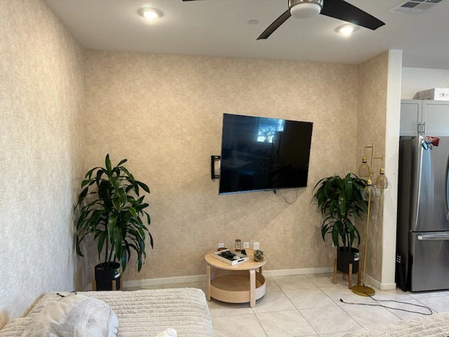 Textured warm wallcovering in an Eagan living room near Central Park Commons
