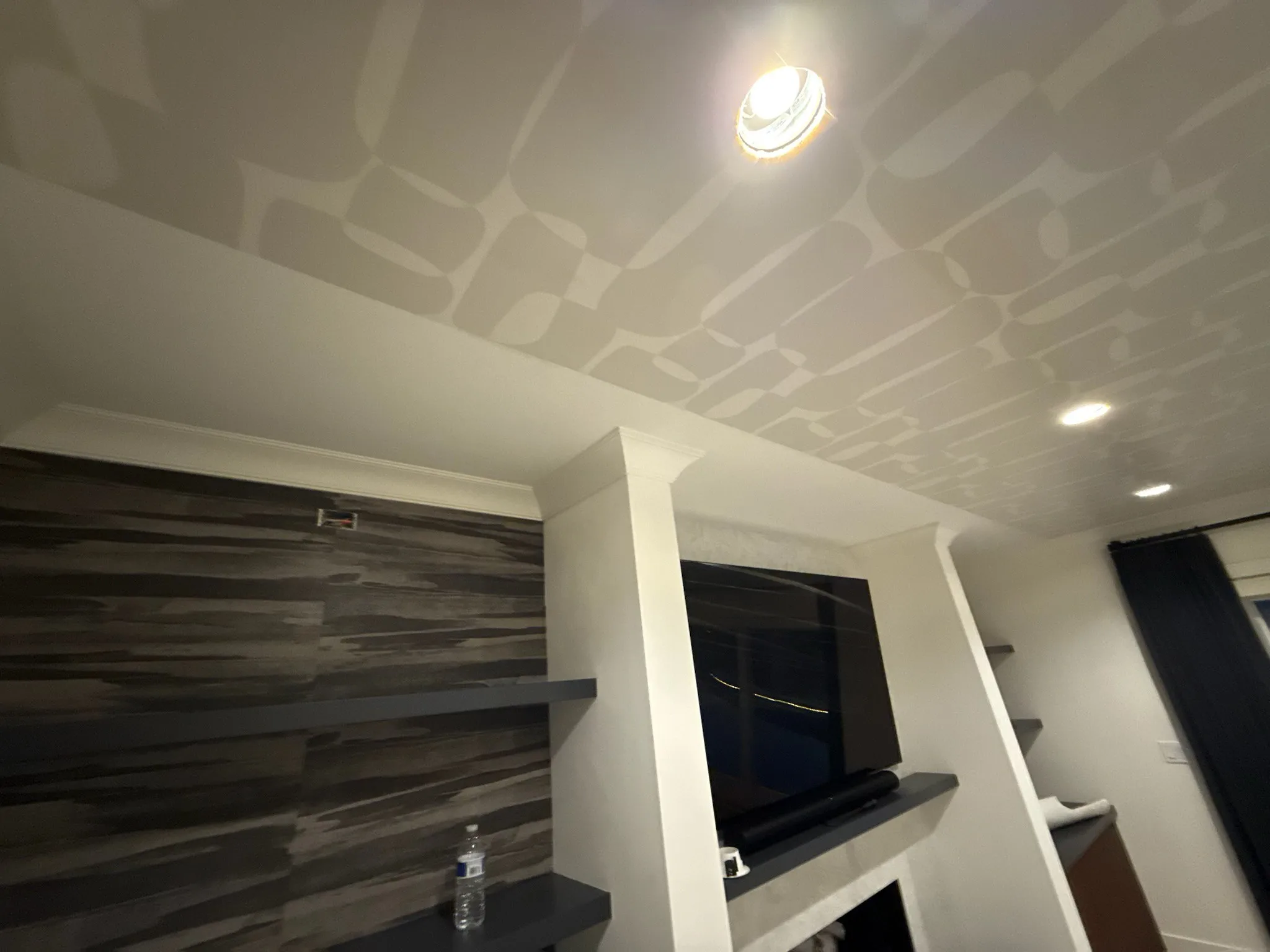Dark wood wallcovering in a St Cloud residence near Munsinger Gardens